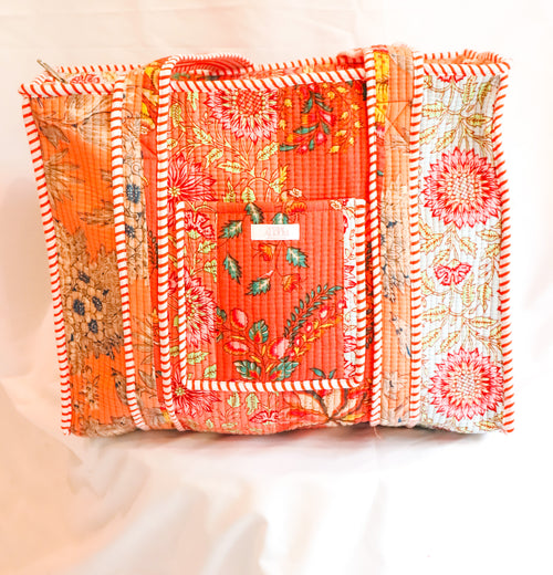 Cotton Quilted Tote- Sorbet Patchwork