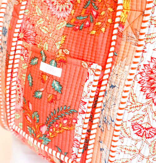 Cotton Quilted Tote- Sorbet Patchwork