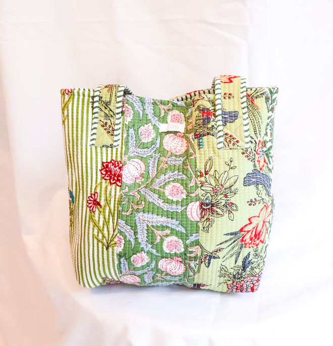 Cotton Mini Tote- Garden Patchwork