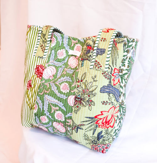 Cotton Mini Tote- Garden Patchwork