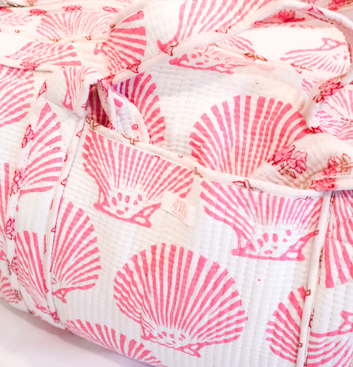 Full Size Quilted Duffle- Pink Shell