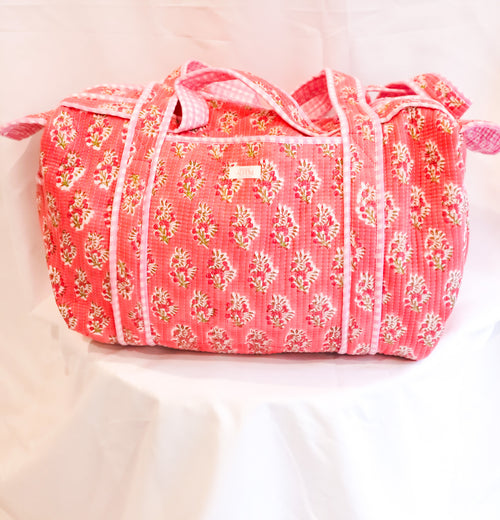 Full Size Quilted Duffle- Pink Floral