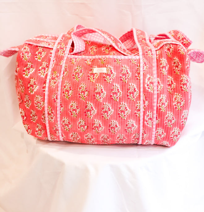 Full Size Quilted Duffle- Pink Floral