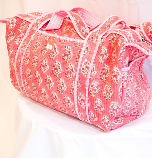 Full Size Quilted Duffle- Pink Floral