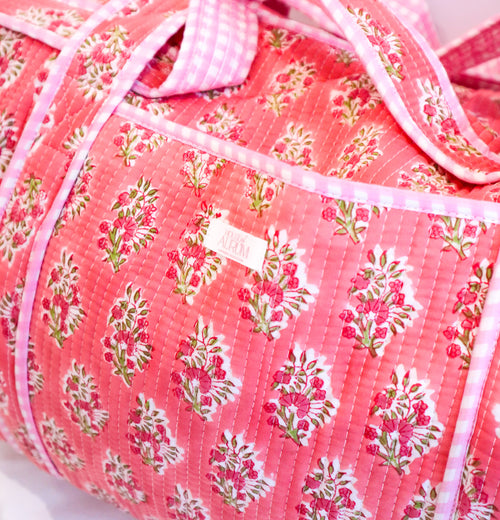 Full Size Quilted Duffle- Pink Floral