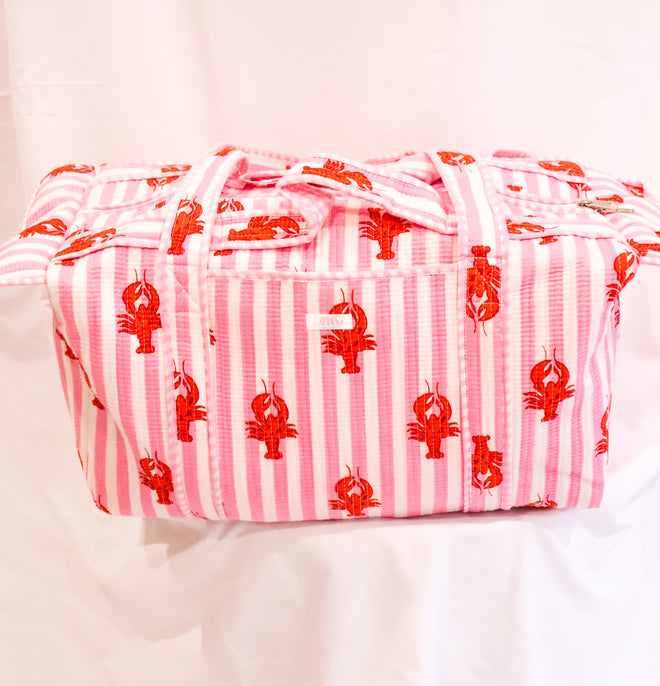 Full Size Quilted Duffle- Pink Lobster