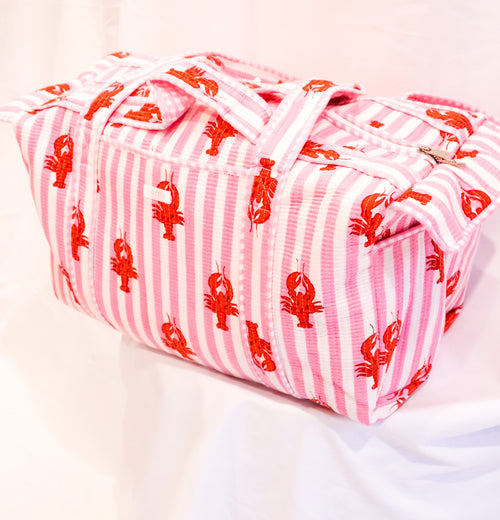 Full Size Quilted Duffle- Pink Lobster