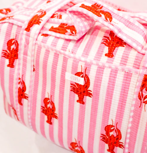 Full Size Quilted Duffle- Pink Lobster