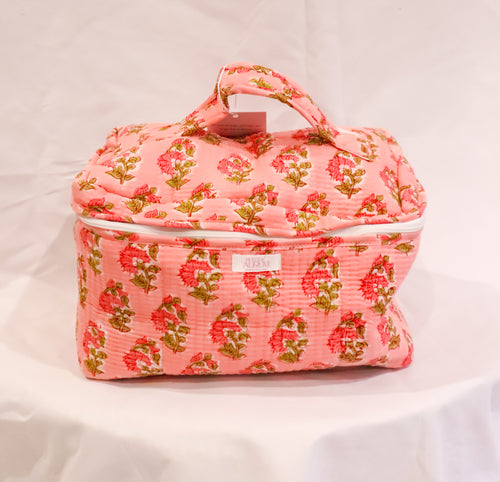 Quilted Vanity Case- Pink Floral