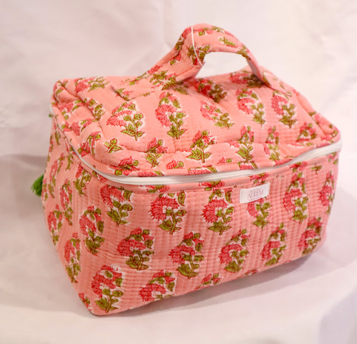 Quilted Vanity Case- Pink Floral