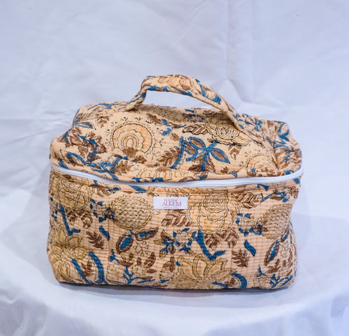 Quilted Vanity Case- Yellow Floral