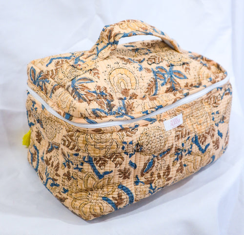 Quilted Vanity Case- Yellow Floral