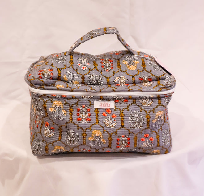 Quilted Vanity Case- Sky Blue Mosaic
