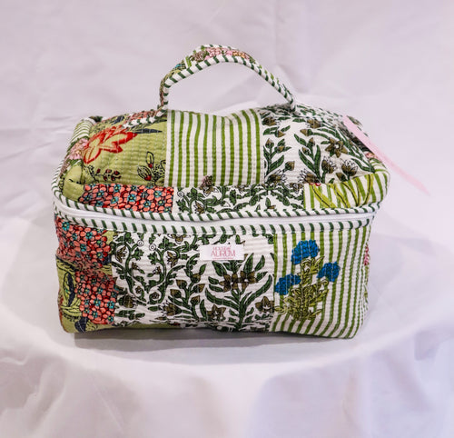 Quilted Vanity Case- Garden Patchwork