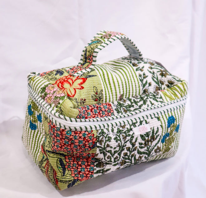 Quilted Vanity Case- Garden Patchwork