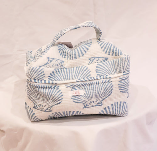 Quilted Vanity Case- Blue Shell