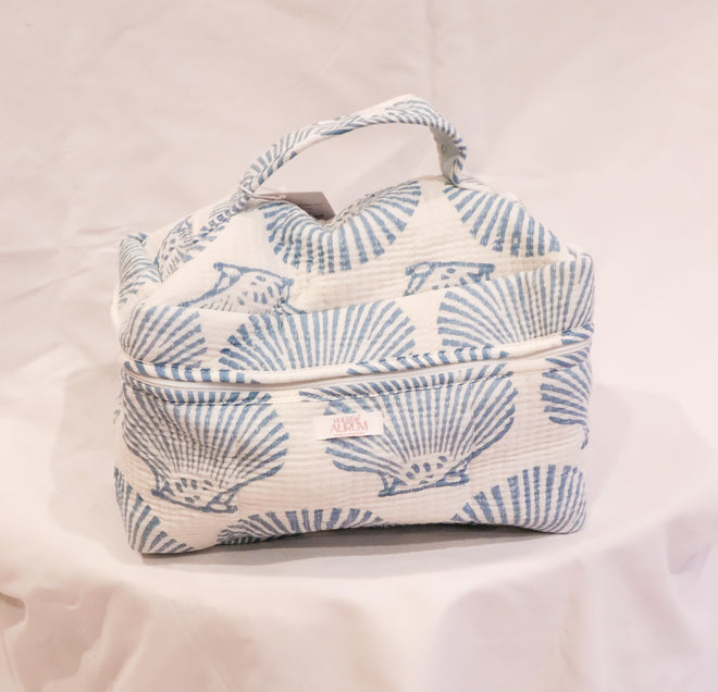 Quilted Vanity Case- Blue Shell