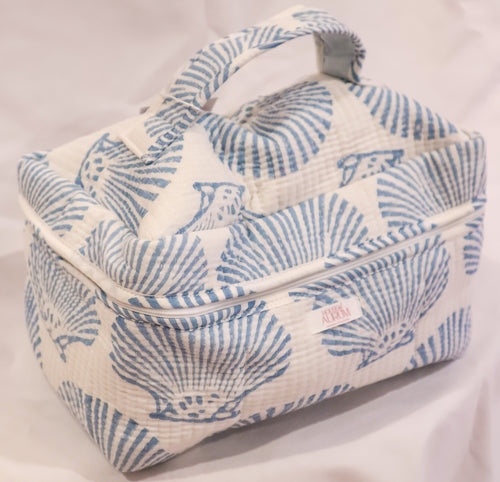 Quilted Vanity Case- Blue Shell