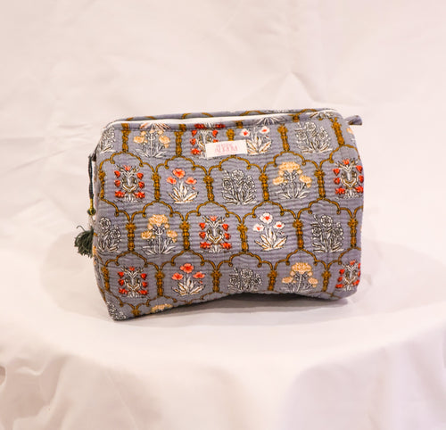 Quilted Cosmetic Case- Sky Blue Mosaic