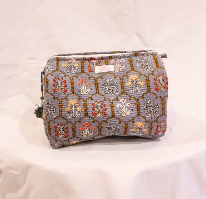 Quilted Cosmetic Case- Sky Blue Mosaic