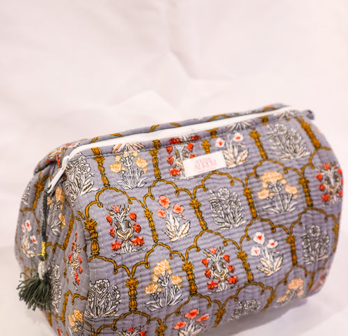 Quilted Cosmetic Case- Sky Blue Mosaic