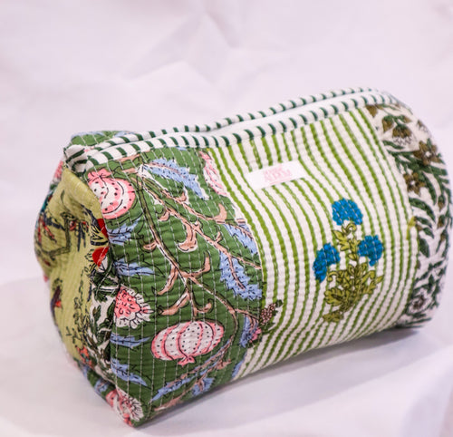 Quilted Cosmetic Case- Garden Patchwork