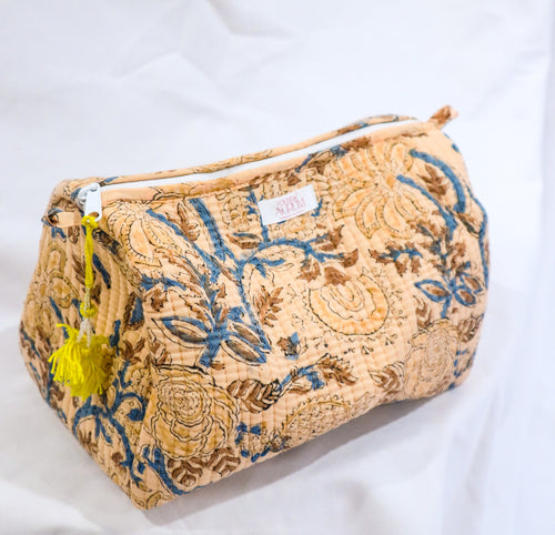 Quilted Cosmetic Case- Yellow Floral