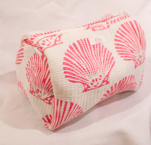 Quilted Cosmetic Case- Pink Shell