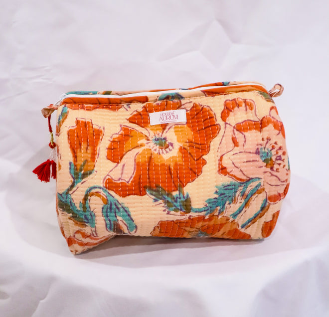 Quilted Cosmetic Case- Sorbet Floral