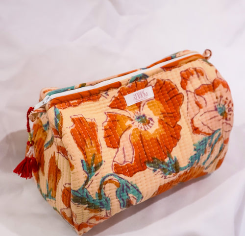 Quilted Cosmetic Case- Sorbet Floral