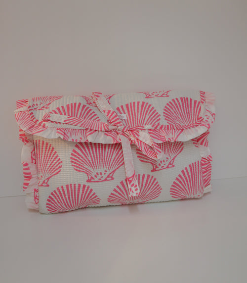 Quilted Ruffle Laptop Case- Pink Shell