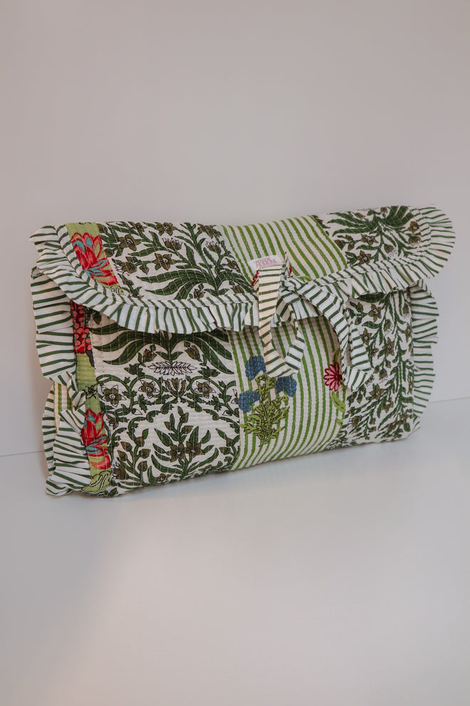 Quilted Ruffle Laptop Case- Garden Patchwork
