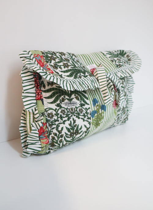 Quilted Ruffle Laptop Case- Garden Patchwork
