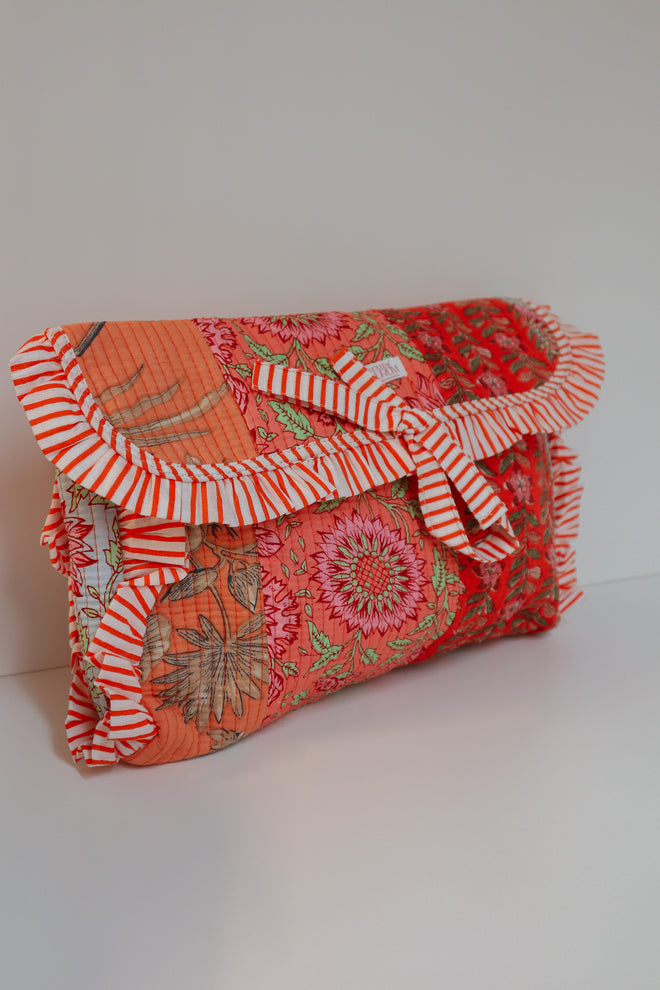 Quilted Ruffle Laptop Case- Sorbet Patchwork