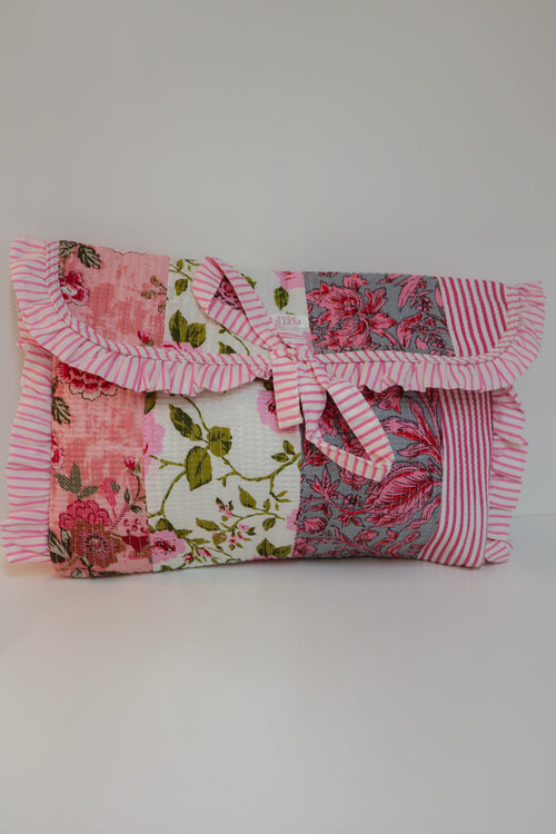 Quilted Ruffle Laptop Case-Pink Patchwork