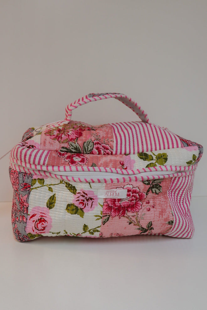 Quilted Vanity Case- Pink Patchwork