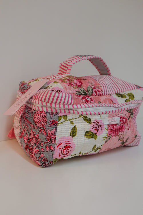 Quilted Vanity Case- Pink Patchwork