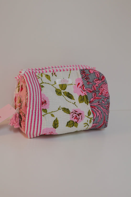 Quilted Cosmetic Case- Pink Patchwork
