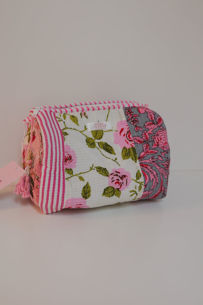 Quilted Cosmetic Case- Pink Patchwork