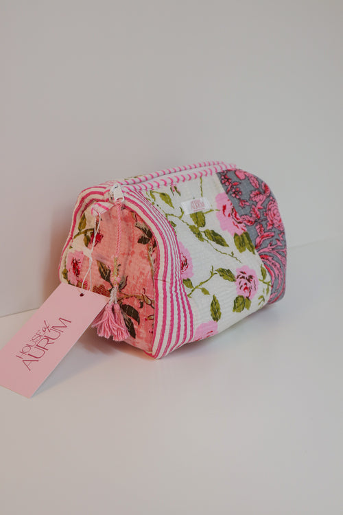 Quilted Cosmetic Case- Pink Patchwork