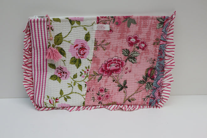 Quilted Ruffle Pouch