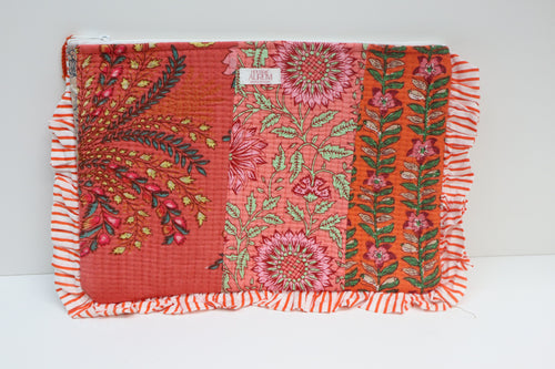 Quilted Ruffle Pouch