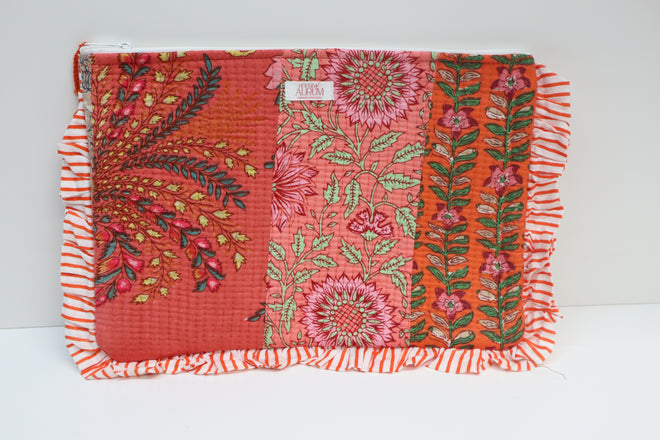 Quilted Ruffle Pouch