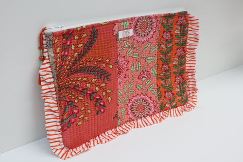 Quilted Ruffle Pouch
