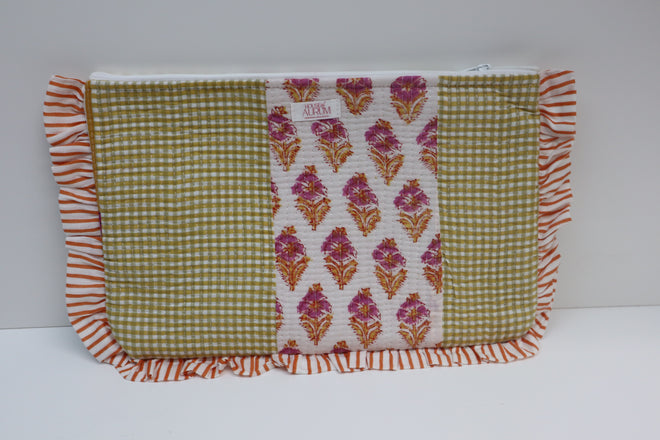 Quilted Ruffle Pouch