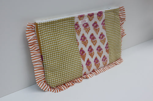 Quilted Ruffle Pouch