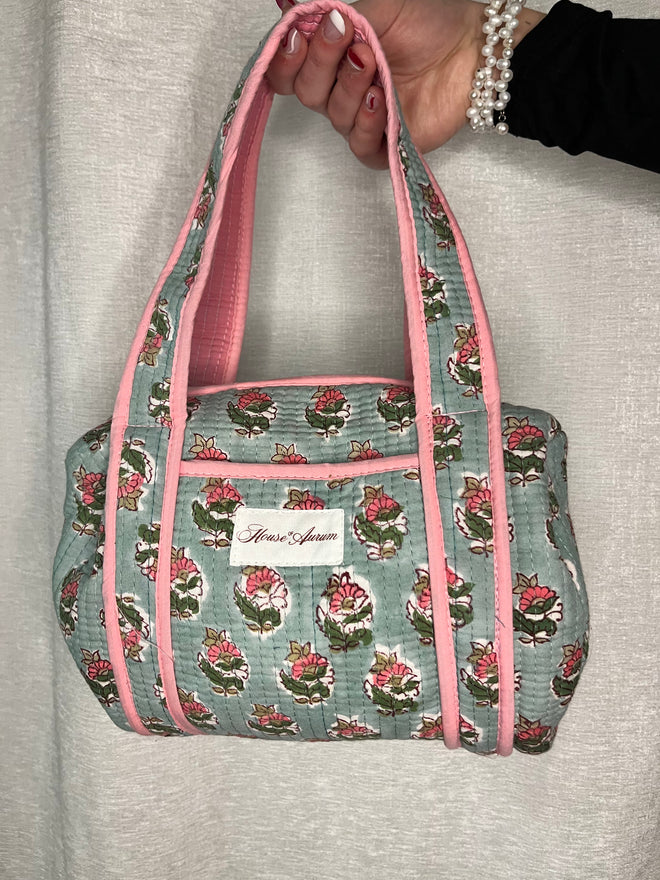 TURQOISE PINK FLORAL PURSE