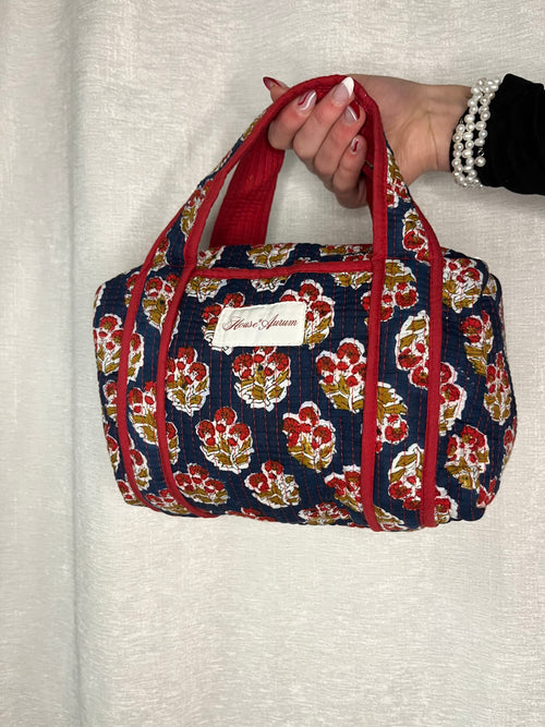 NAVY RED FLORAL PURSE