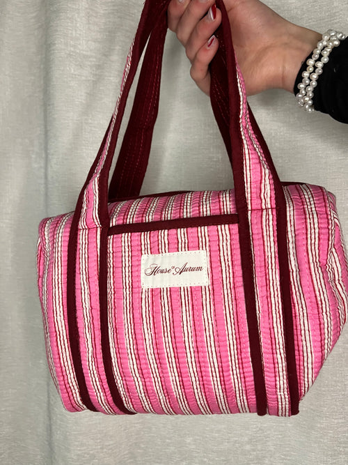 PINK BURGUNDY STRIPE PURSE