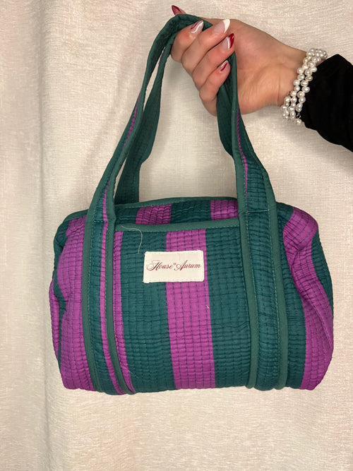 PURPLE GREEN STRIPE PURSE